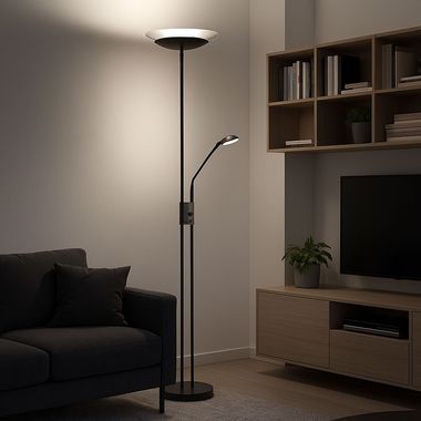 Proiettore LED da soffitto, dimmerabile, braccio lettura orientabile, H 178,5cm