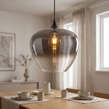 Hanglamp MAXY, matzwart, metaal, rookglas, H 120 cm, E27