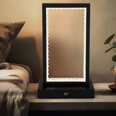 Lampe de table LED, variateur tactile, batterie, cristaux, H 23 cm