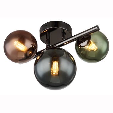 Plafonnier LED, verre sphérique Spots, noir, H 20,5 cm