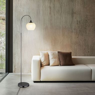 Lampadaire, cristaux, verre, transparent, noir-chrome, H 150 cm