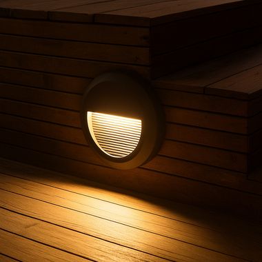 Lampe de marche LED, IP65, noire, ronde, D 15 cm