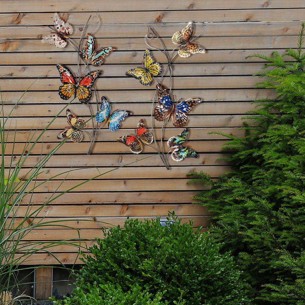 2er Set Wandobjekte, Schmetterling Design, bunt H 73 cm