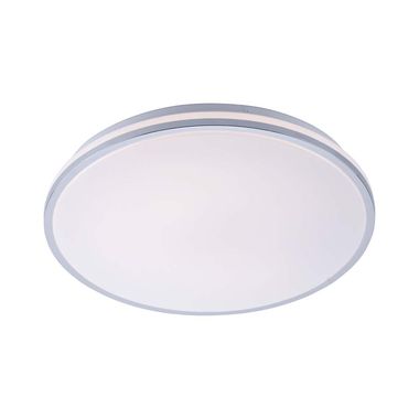 LED ceiling light, IP44, chrome, white, round, D 49 cm
