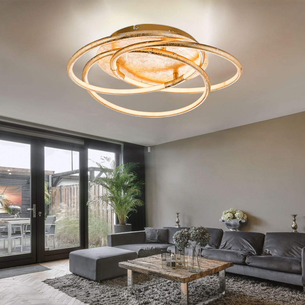 LED Deckenleuchte, gold, Ring Design, Alu, D 50 cm