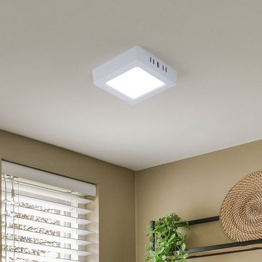 Plafonnier LED, panneau en saillie, blanc froid, carré, L 12 cm