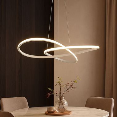 LED Hängelampe, Alu weiß, geschwungen, H 100 cm