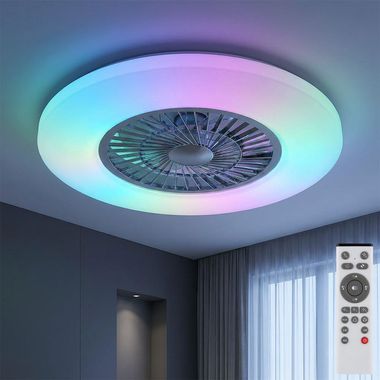Ventilateur de plafond LED, télécommande à intensité variable, D 59,5 cm