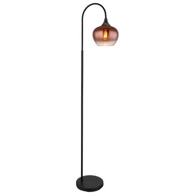 Lampada da terra, curva, vetro rame, nero, H 150 cm