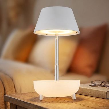 Lampa stołowa LED, ściemniacz dotykowy, akumulator, biała, wys. 22,5 cm