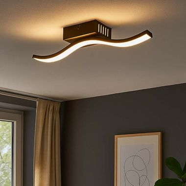 LED Deckenleuchte, gewellt, schwarz, opal, L 34,3 cm