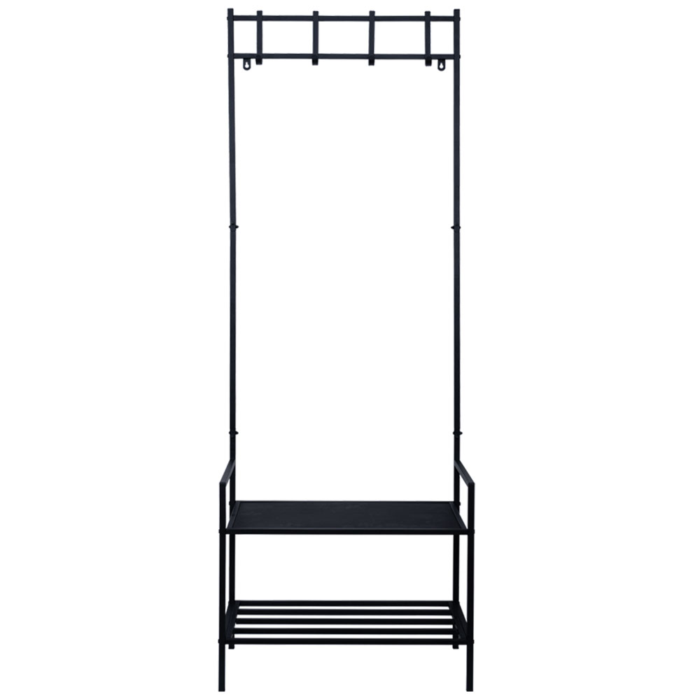 Garderobenständer, Schuhablage, 4x Kleiderhaken, H 168,5 cm