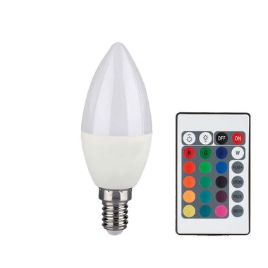 RGB LED 4.8 watt bulb E14, remote control, 470 lumen, DxH 3.6x11cm