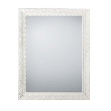 Miroir mural, cadre en bois blanc, décoré, H 70 cm