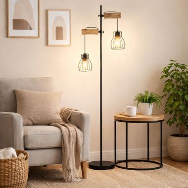 Staande lamp in kooiconstructie, hoogte 168 cm