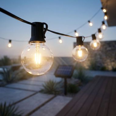LED Solar Lichterkette, 24x Glühbirnen, Außenbereich, L460cm