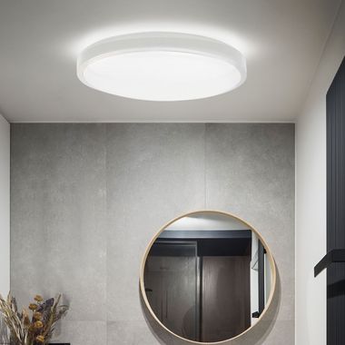 LED ceiling light, white, round, 3000K, IP44, D 25 cm
