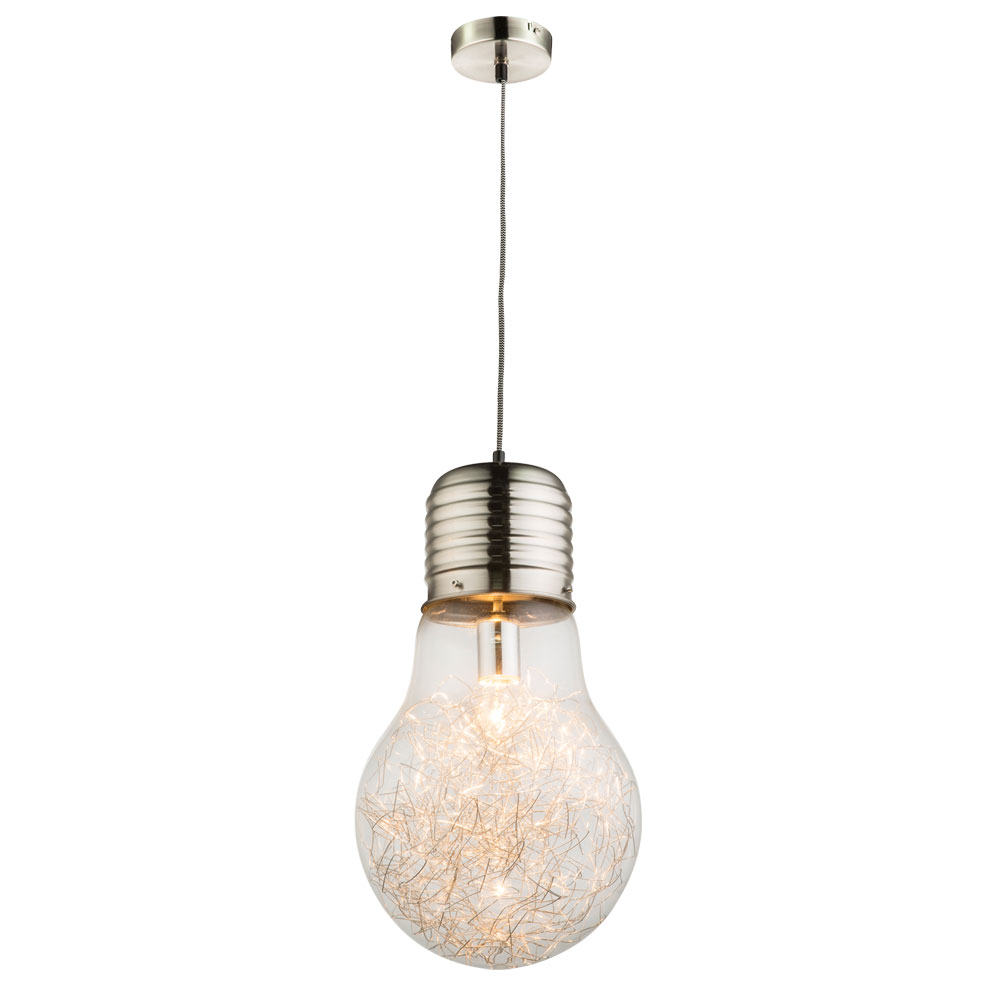 Hängeleuchte, Glühbirnen Design, Glas, Alu, E27, H 135 cm