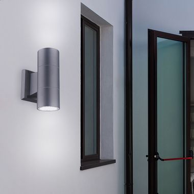 Außenwandleuchte, Aluminium anthrazit, Up Down, H 16 cm