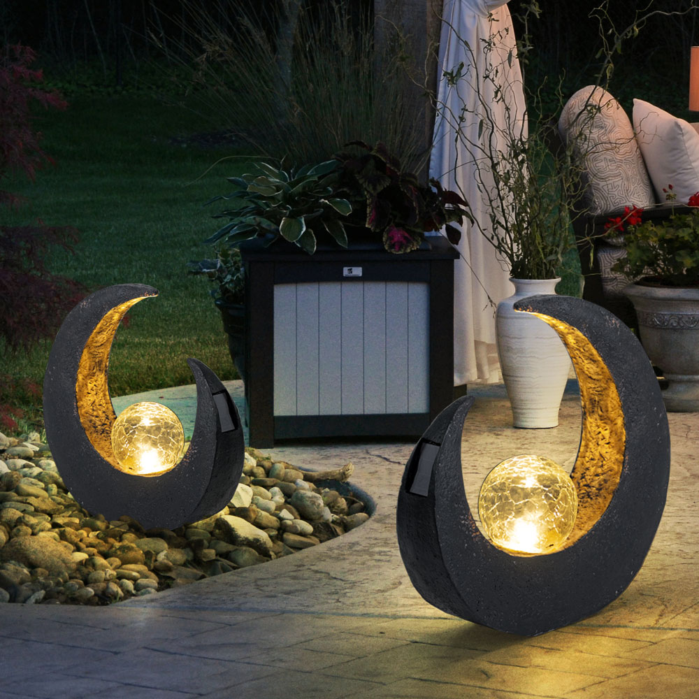 Mond Solarleuchte – Blumenfee Mit LED Glaskugel, Metall, IP65, Wasserdicht, Für Garten, Terrasse, Balkon & Weg – Automatisches Licht