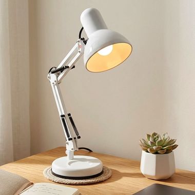 Lampe à poser, blanche, spot mobile, H 60 cm