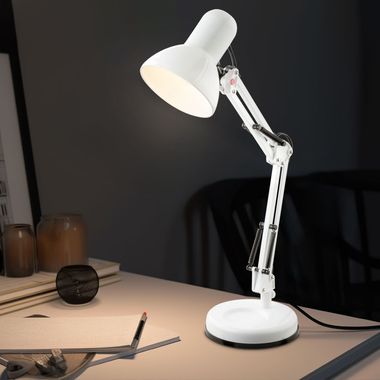 Lampada da tavolo, bianca, spot mobile, H 60 cm