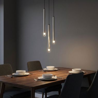 Hängeleuchte, Metall nickel matt, H 120 cm
