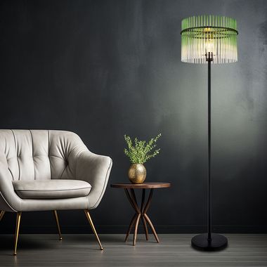 Lampada da terra, metallo, vetro, verde, H 152 cm