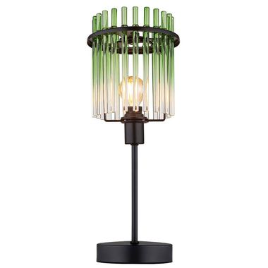 Lampe de table, métal, verre vert, H 37,5 cm