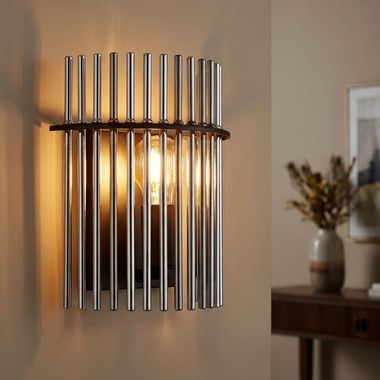 Wall light, metal, glass, smoke-coloured