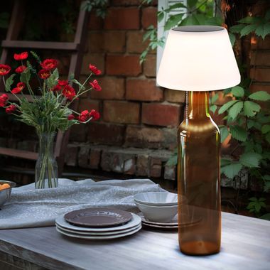 LED solar tafellamp, flessenlamp, opaal 3 lichtstanden, H 23 cm