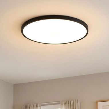 Lampa sufitowa LED Nielsen, czarna, matowa, okrągła, z podświetleniem, średnica 40 cm