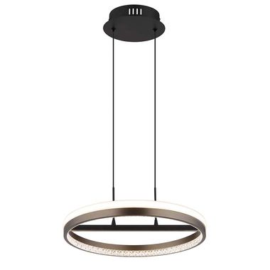 Suspension LED, gris aluminium, cristaux, H 150 cm