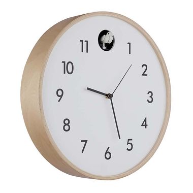 Wall clock, white natural, cuckoo function, D 31.5 cm