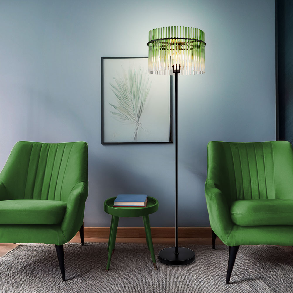 LED Stehleuchte, Metall, Glas, Grün, H 152 cm