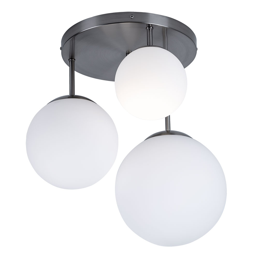 Deckenlampe, Kugel Design, Glas satiniert, D 46,5 cm