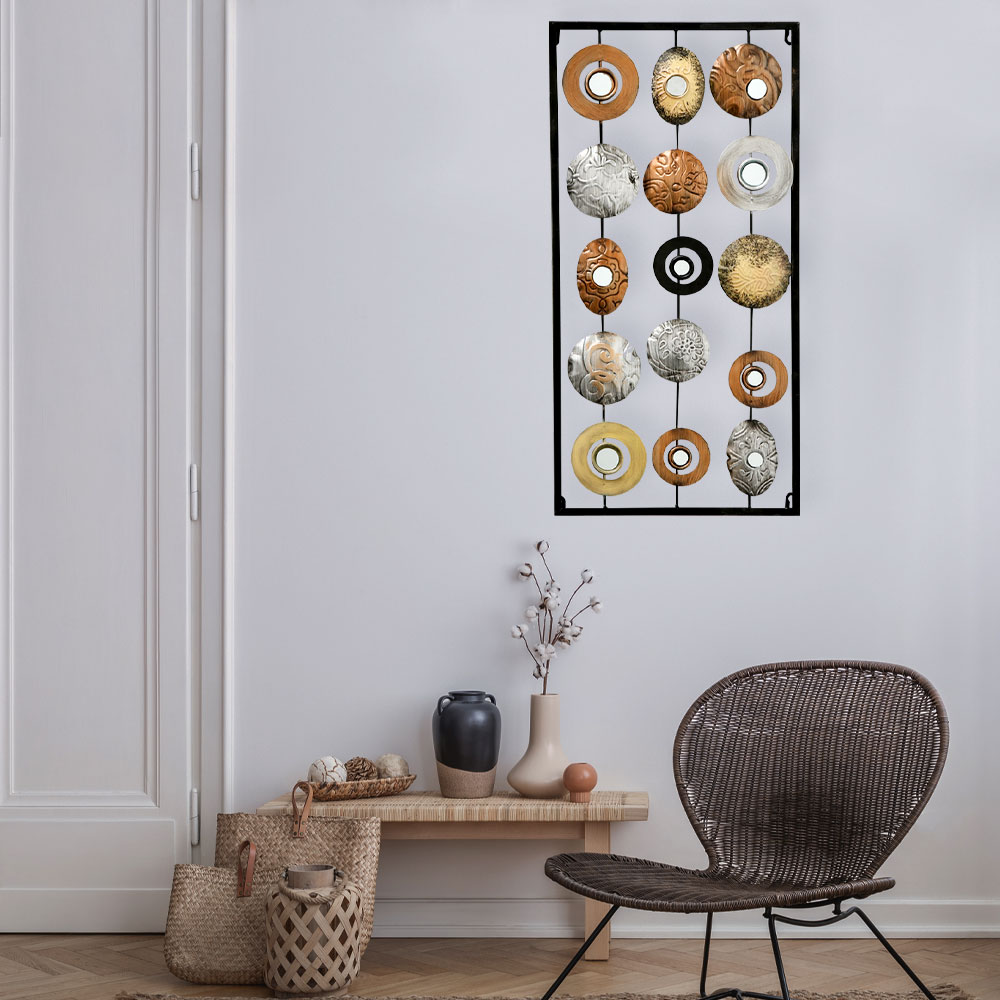Wandobjekt, Wohnzimmerdeko, Antik Eisen, silber gold, H 61cm