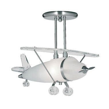 Pendant light, silver, 49 cm, airplane, NOVELTY