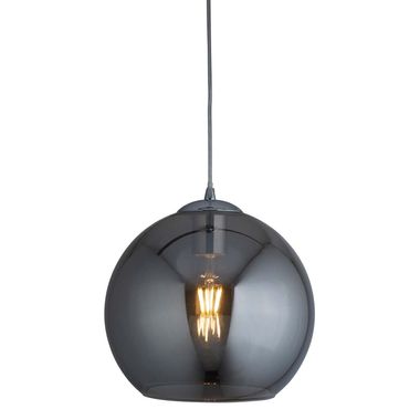 Suspension ronde 1 flamme Balls (diamètre 35 cm), verre fumé, chrome