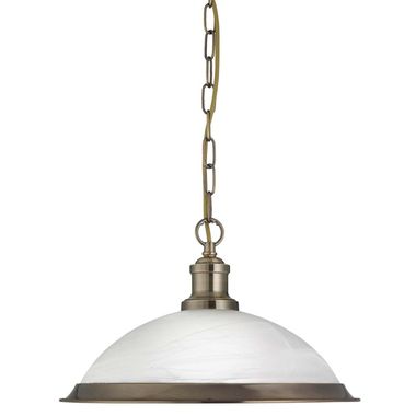 Hanglamp, antiek messing, H 77 cm, BISTRO