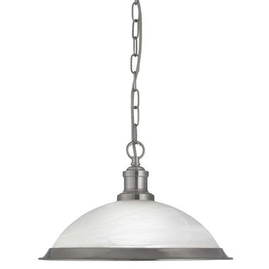 Bistro, suspension à 1 flamme, argent satiné, verre marbré