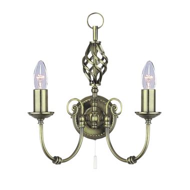 Applique, metallo, ottone, antico, dimmerabile, 2 luci