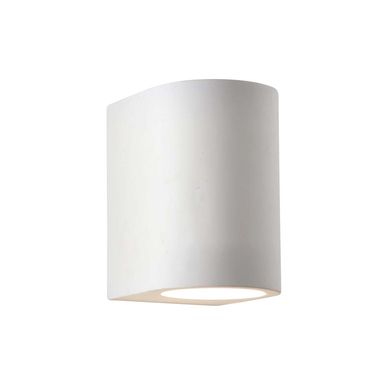 Lampada da parete curva bianca in gesso G9 realizzata in gesso cilindrico bianco