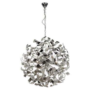 Lampa wisząca Curls 6-płomienna, metal, stal miękka chromowana