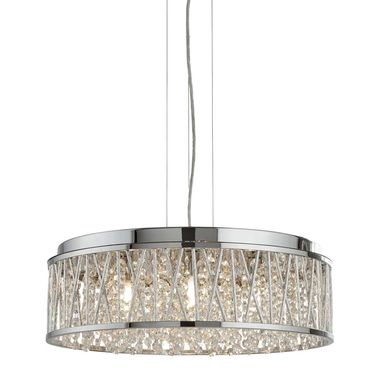 Hanglamp, kristallen, glas, ALU, chroom, H 135 cm, ELISE