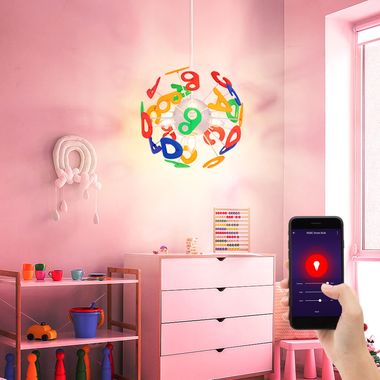 Lampada a sospensione LED RGB, lettere, colorate, controllo tramite app, H 120 cm