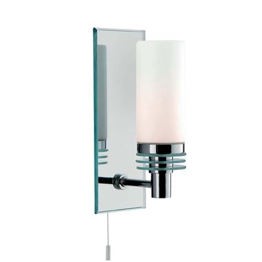 LED wall light, chrome, mirror, glass, opal, white, IP44