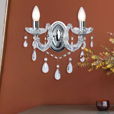 Lampadario da parete in cromo, altezza 20 cm, MARIE THERESE