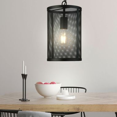 Pendant lamp, cage optics, black, height 150 cm