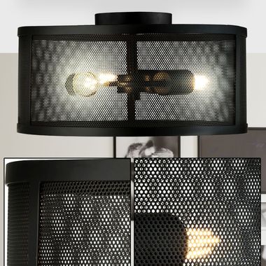 Lampada da soffitto, ottica a gabbia, colore nero, altezza 21 cm